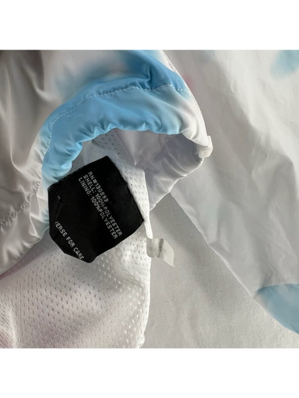 New Balance Tie Dye Windbreaker Jacket Womens M Zip Up Hooded Pocket Lined White - Picture 10 of 10